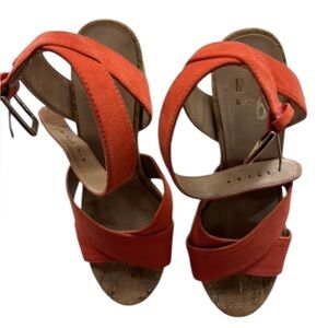 Mix No. 6 Lakita Strappy Platform Block Heel Shoes,Orange, coral, Size 7